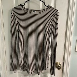 SMALL OLD NAVY GREY/BLUE STRIPE LONG SLEEVE SHIRT